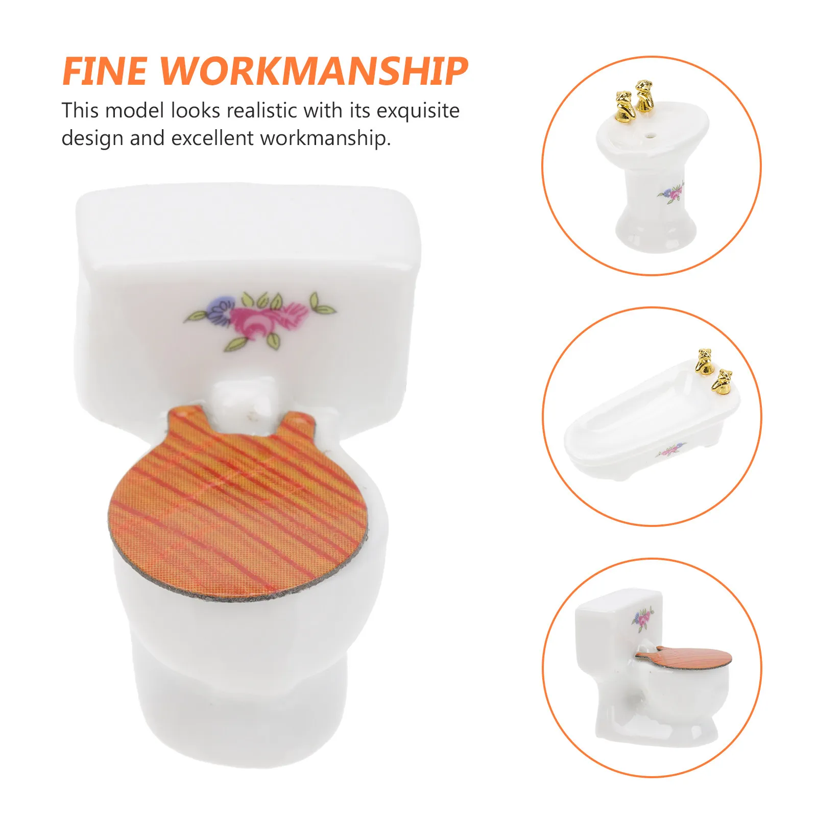 

1Set Realistic Mini Ceramic Toilet Fixture for Dollhouse Interior Decoration Tiny Bathroom Furniture Miniature Home Decor