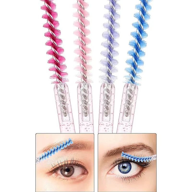 50 قطعة فرشاة رمش حلزونية جديدة قضيب كريستال يمكن التخلص منه مستقيم رئيس رمش فرشاة ماكياج أداة عصا الماسكارا قضيب تمديد #4