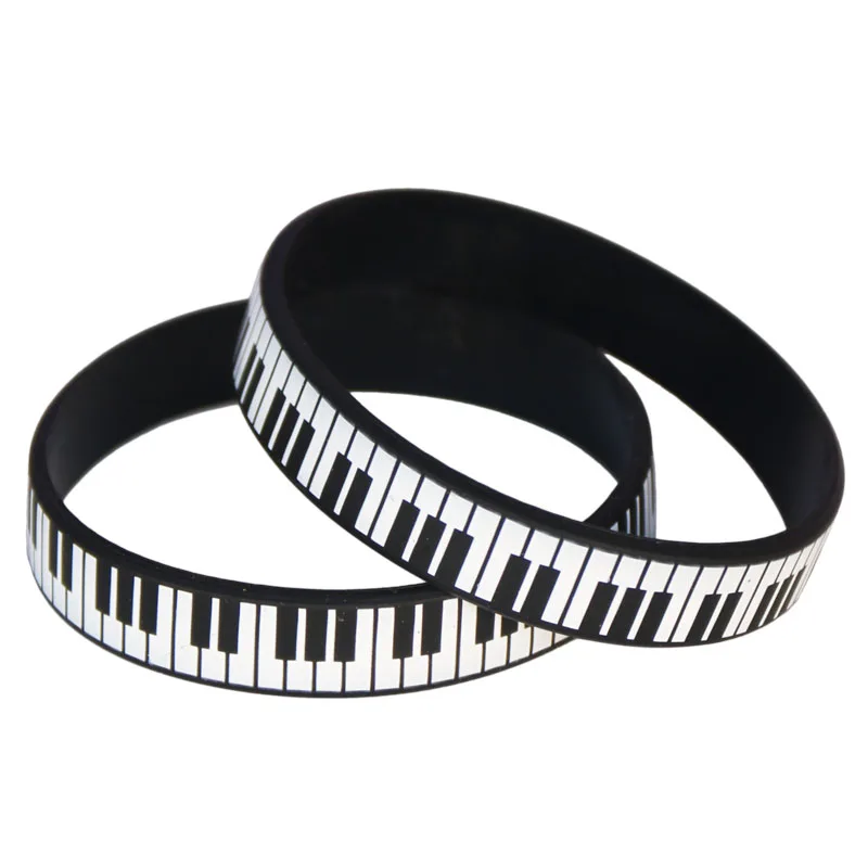 1PC vendita calda nero bianco stampato pianoforte Keycboard braccialetto in Silicone nota musicale braccialetto e braccialetti per gli amanti della musica regalo SH081