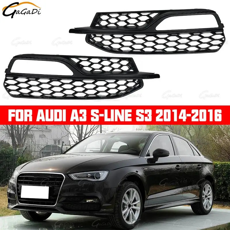 

Car front bumper fog lamp grille honeycomb mesh fog lampshade racing grille suitable for Audi A3 S-Line S3 2014 2015 2016