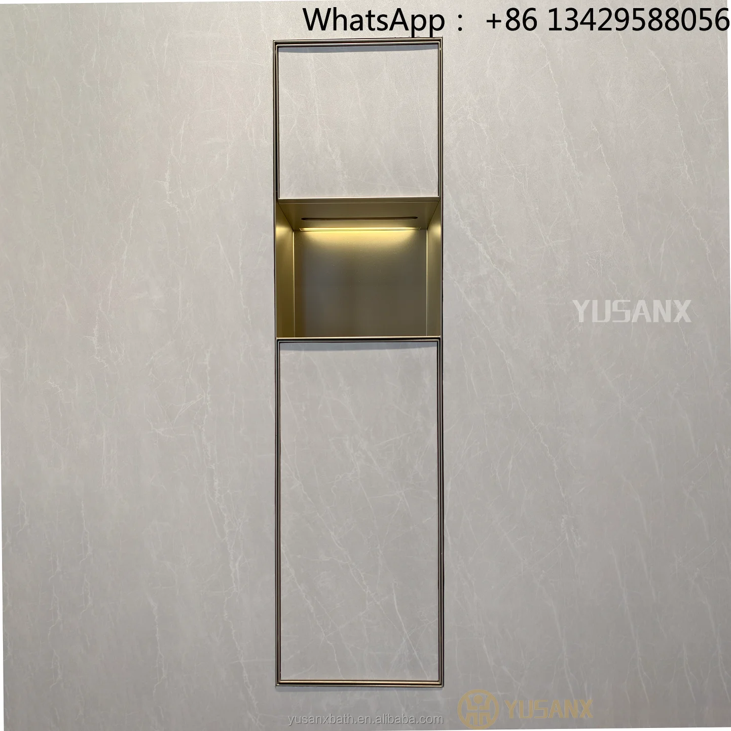 Concealed 304 Stainless Steel Wall Rimless Niche All-in-one with LED Light Toilet Paper Built-in Trash Can Storage Shelf