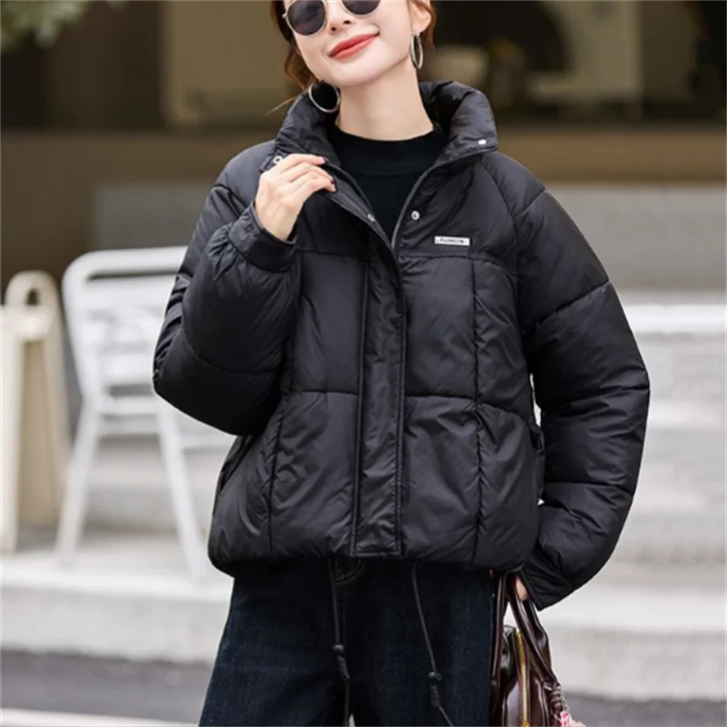 

Short Cotton-Padded Jacket Women Coats Korean Parkas Down Jacket Stand-UP Collar Warm Cotton Coat Casual Zipper Female Outwear
