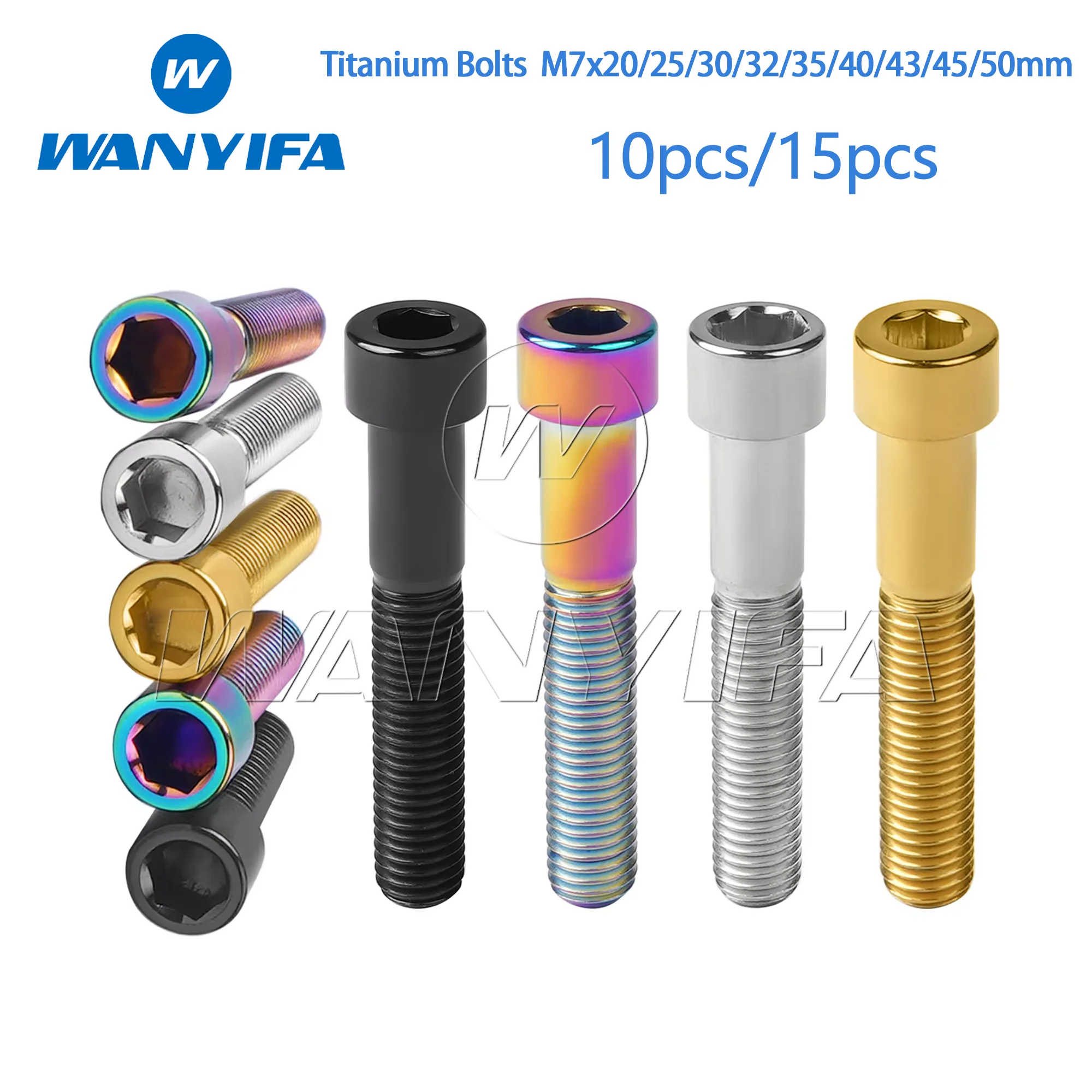 

Wanyifa Titanium Bolts M7x20/25/30/32/35/40/43/45/50mm Hexagonal Wrench, Bicycle Conversion Bolt 10pcs/15pcs