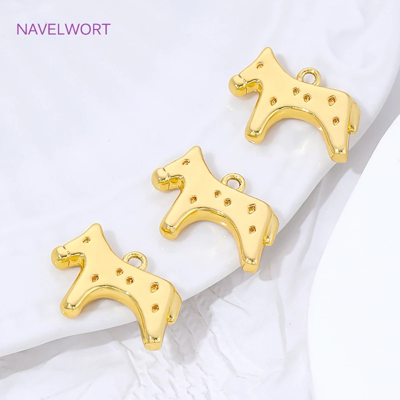 2/4/6Pcs 18K Gold Plated Horse Pendant Charms For Bracelet Making,Brass Decorative Pendants,DIY Necklace Jewelry Accessories view 4