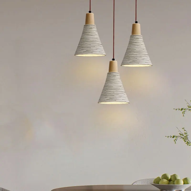 

Nordic Minimalist Chandelier Creative Cement Solid Wood Lamp Bedroom Living Room Restaurant Study Light Hotel Cafe Lamps Fixture