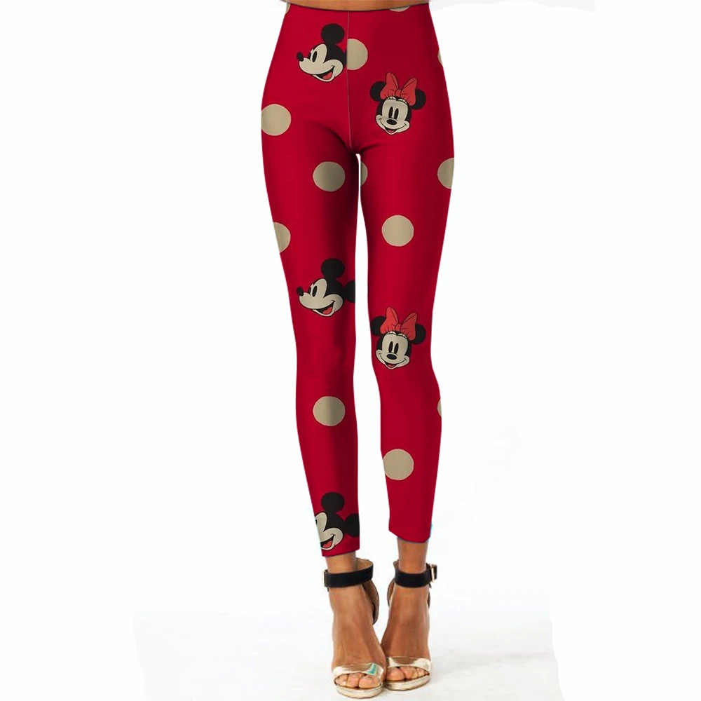 Legginsy gimnastyczne damskie z nadrukiem Disney Minnie i Myszka Miki, spodnie do jogi, legginsy moro, odzież damska, odzież fitness