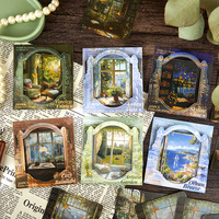 30pcs/pack Retro PET Decorative Stickers Painting Window Series Scrapbook DIY Material Decoration Diary Album Stationery Sticker