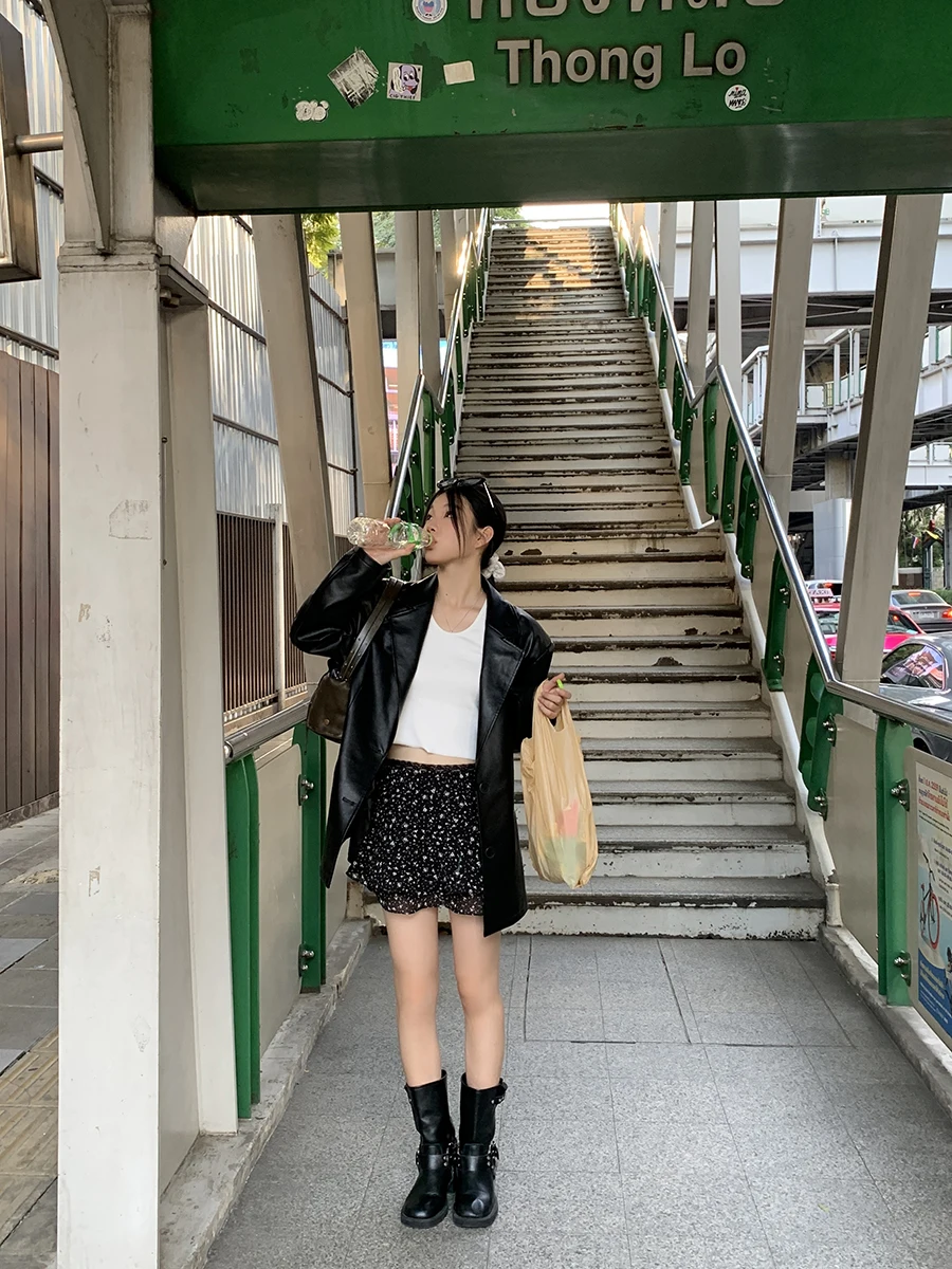 

Ele Bla Floral Print A-Line Skirt Women's Summer Slimming Skirt Cake Skirt Low Waist Commute Sle Casual Polyeste...