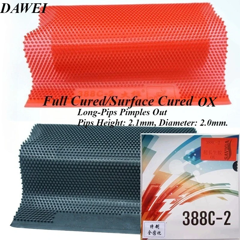 

DAWEI поверхность/полноотвержденная OX резина для настольного тенниса с длинными шипами, высота прыщей 2,1 мм, резина для пинг-понга, устойчивая к ударам, странный эффект