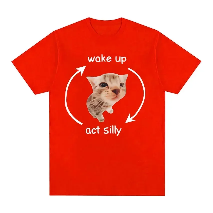 Women's Casual Daily Loose Tee Funny Cute Cat Silly Meme Graphic Print Short Sleeve Crew Neck Soft Comfy Women High Quality Tee