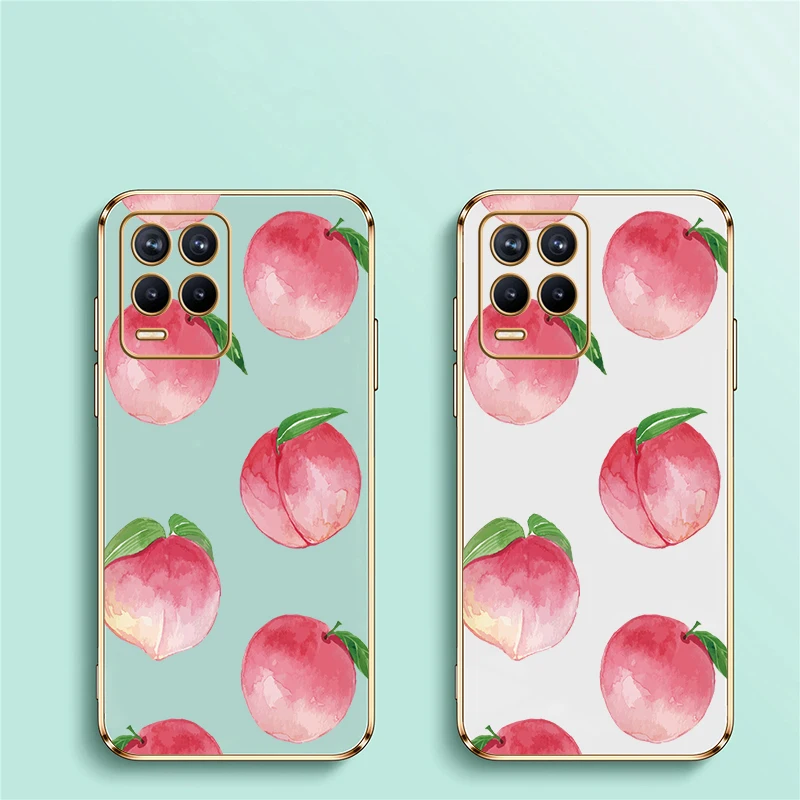 حافظة هاتف ناعمة مقاومة للصدمات لهاتف OPPO Realme 8 Pro 8i 7i 6i 7 5G 6 Pro 5 5i 5s غطاء من السيليكون المطلي بالفاكهة والخوخ #6