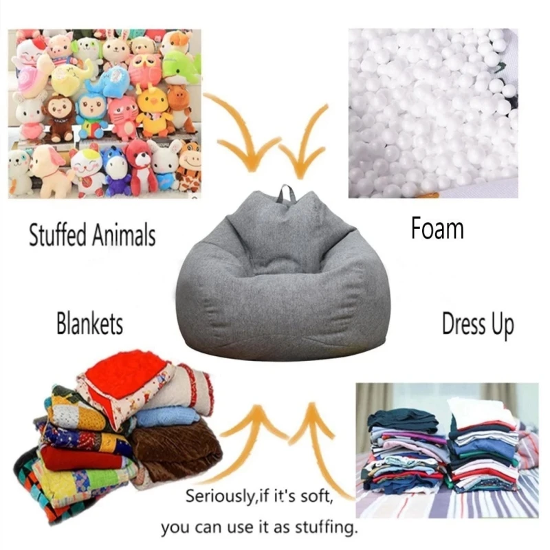 Sofa Bean Bag Chair Sofa Cover Sofa Bag Chair Cover Indoor Cover Soft Bean Bag Couch Sofa Bag Cover (No Filling)