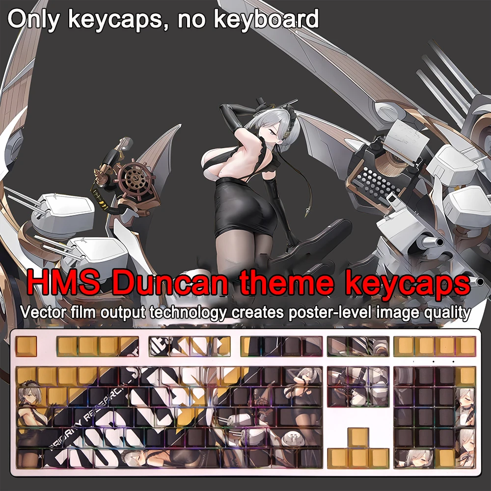Azur Lane Keycaps Unzen Bergheim 108 Keys PBT Dye Subbed Keycap Cherry Anime Cartoon Gaming Key caps For ANSI 61 87 104 108 Keys