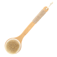 A93Z Dry Skin Body Brush Bath Exfoliating Brush Natural Bristles Back Scrubber With Long Wooden Handle For Shower, Remove Dead S