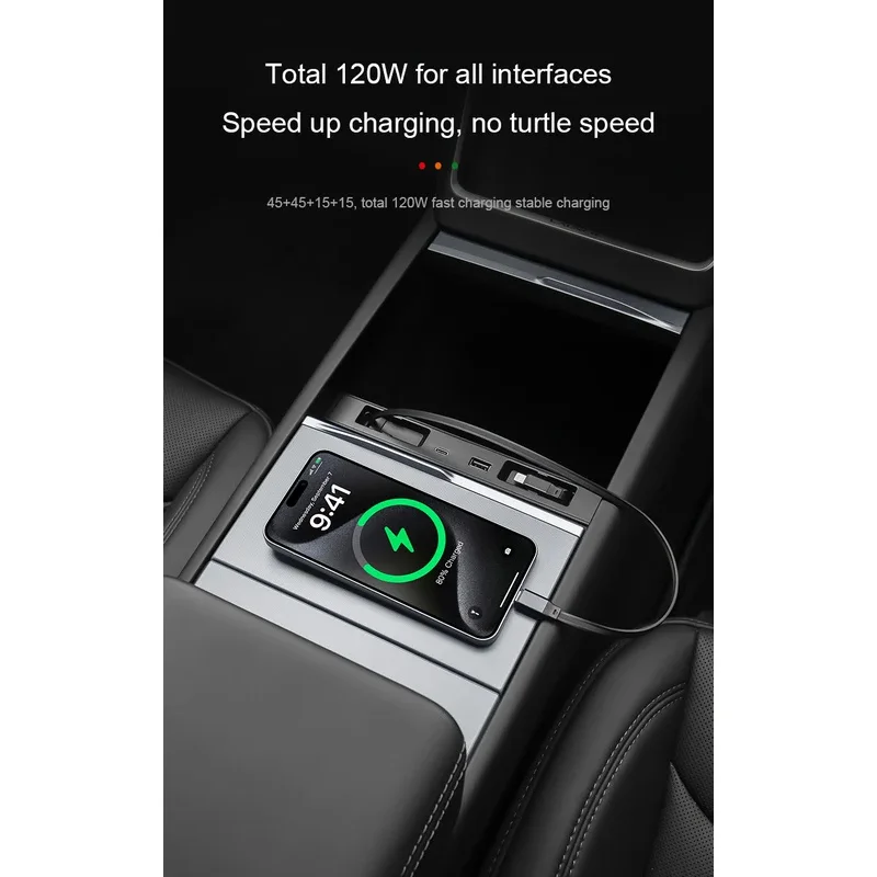 Per Tesla Model Y Juniper 2025 Caricatore rapido USB Shunt HUB Docking station intelligente Modello 3 Splitter alimentato affondato delle Highland