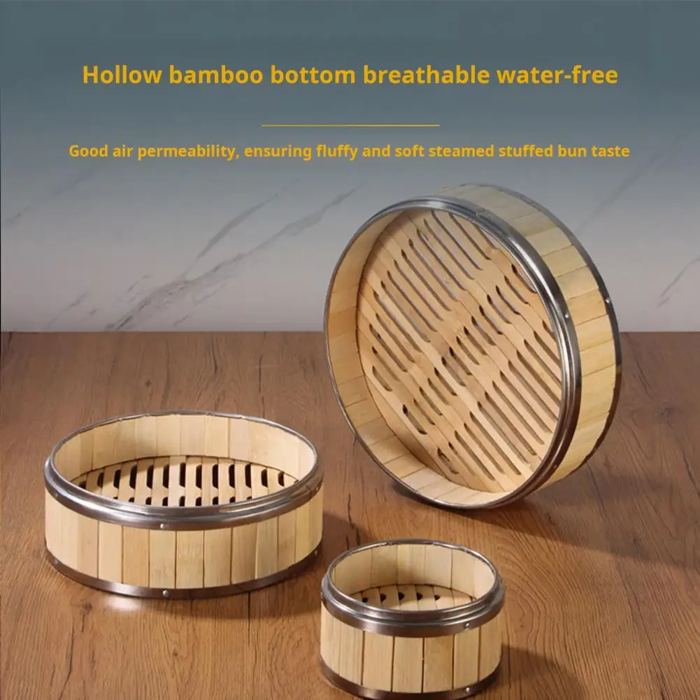 

Steam Cooking Accessory Eco-friendly Handmade Bamboo Steamer for Dumplings Buns Food Grade Bpa Free Basket with Lid Sustainable