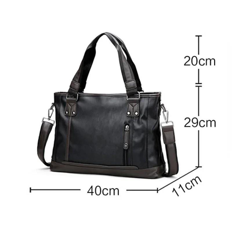 Borsa da uomo di marca Valigetta in pelle PU con cerniera borse da viaggio d'affari borsa per laptop retrò borse a tracolla dal design di alta qualità