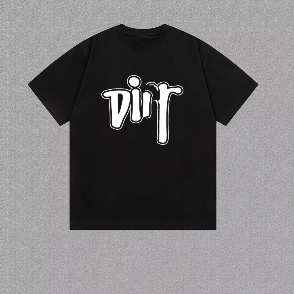 

2025 Summer Latest Luxury Brand Y2K Top T-shirt Pure Cotton Flat Print Casual Large Size Short-sleeved Men's and Women's T-shirt