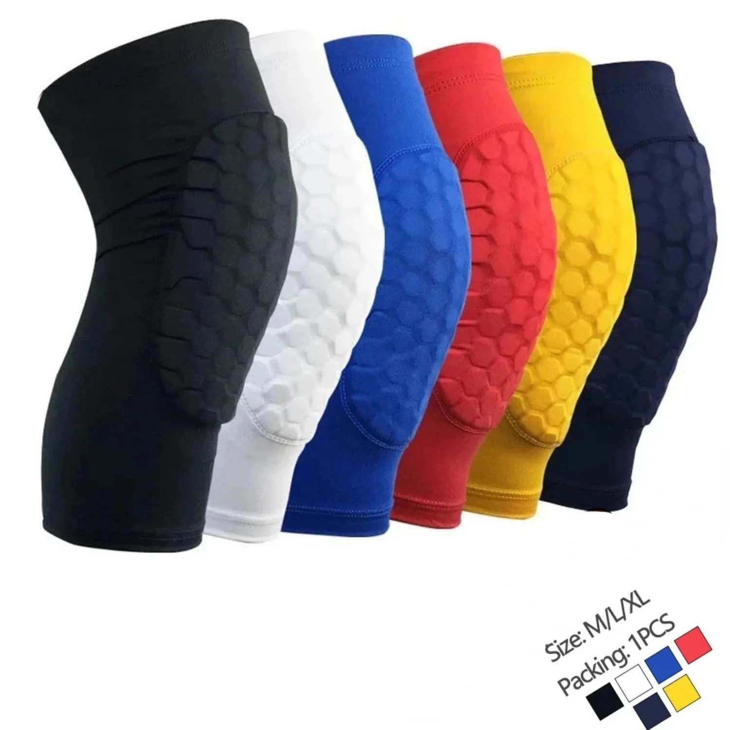 1PCS Honeycomb Basketball Knee pads Leg Sleeves Cellular Football Volleyball Soccer Kneepad Calf Support Ski Cycling Leg warmer