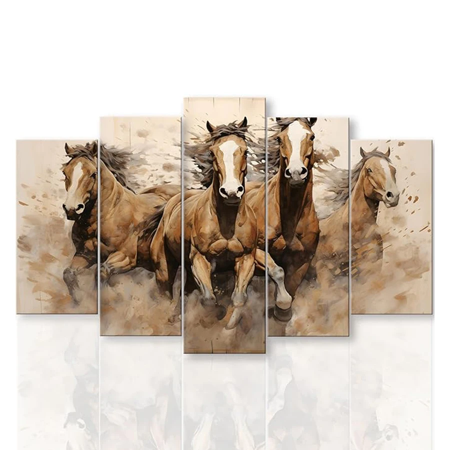 Diamond Painting Abstract Animal Running Horse 5d Cross Stitch Diamond Embroidery Mosaic Gift Home Decor Picturex5pcs