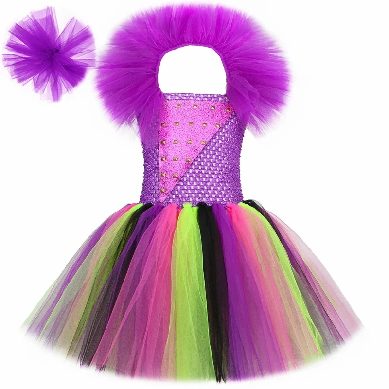 Girls  Fancy Tutu Skirt, Villain Inspired Cosplay Outfit for Kids, Birthday Party and Themed Halloween Dress Up