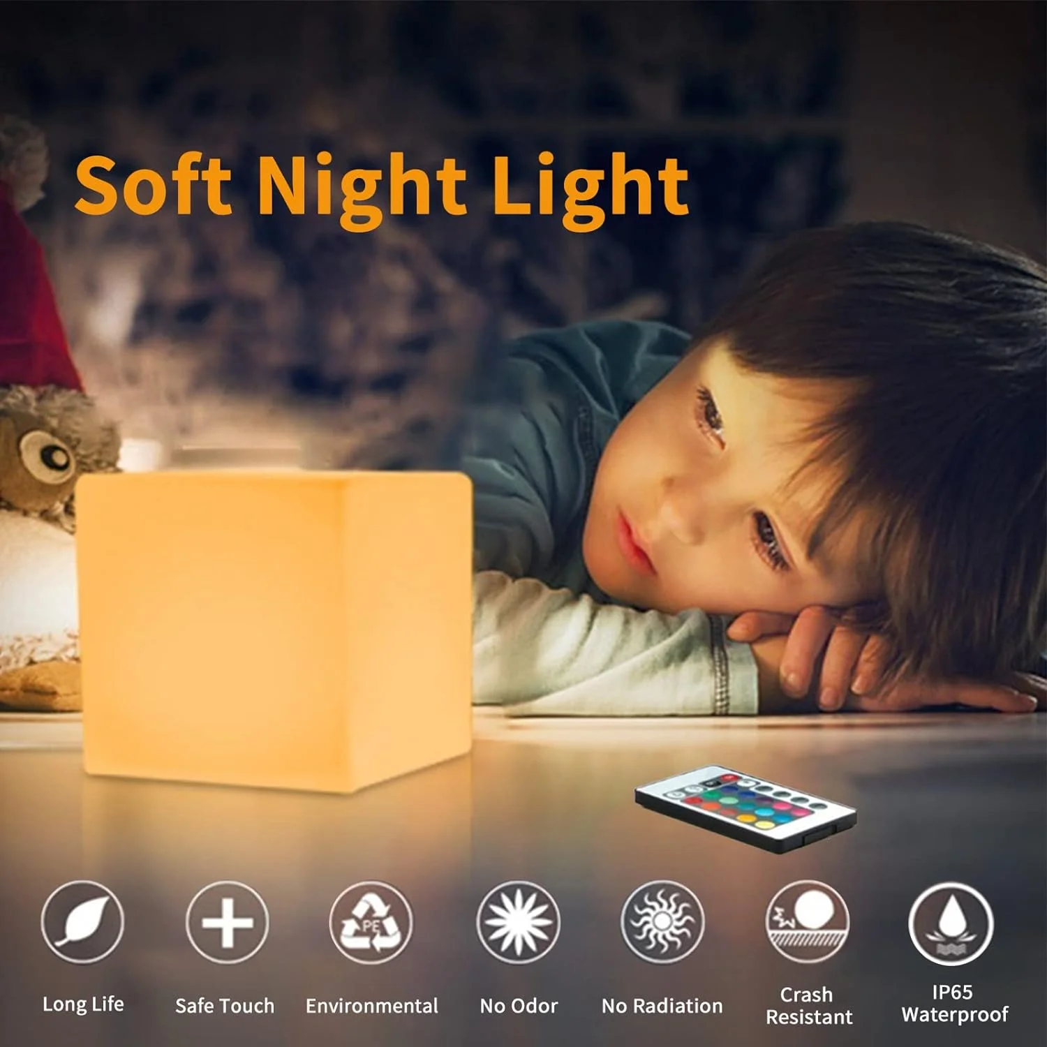 16 Colors LED Cube Night Light USB Rechargeable Desktop Decorative Light Square Ambient Lamp with Controller Gaming