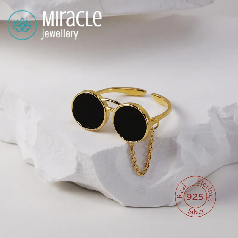 

Miracle стерлингового серебра 925, оригинальные солнцезащитные очки Stalker с черным ониксом в стиле хип-хоп, рэп, национальный тренд, нишевый дизайн, солнцезащитные очки с открытым кольцом