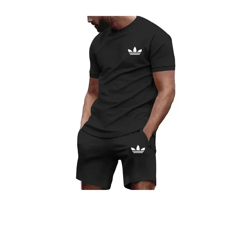 Sports fitness running casual quick drying short sleeve shorts set men 2025 summer sportswear men fashion two-piece set