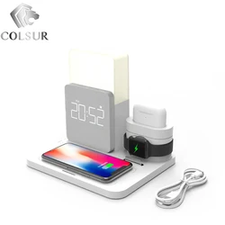 15W Wireless Charging Station 4 in 1 Watch Charger Alarm Clock Phone Holder Upgraded Dock Station for IPhone 13 14 Airpot Iwatch