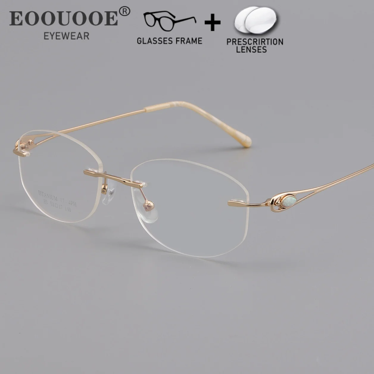 Women New Rimless Glasses Pure Titanium Optical Eyewear With 1.61-8 Prescription Lenses UV Progressive Myopia Reading Eyeglasses - view 2