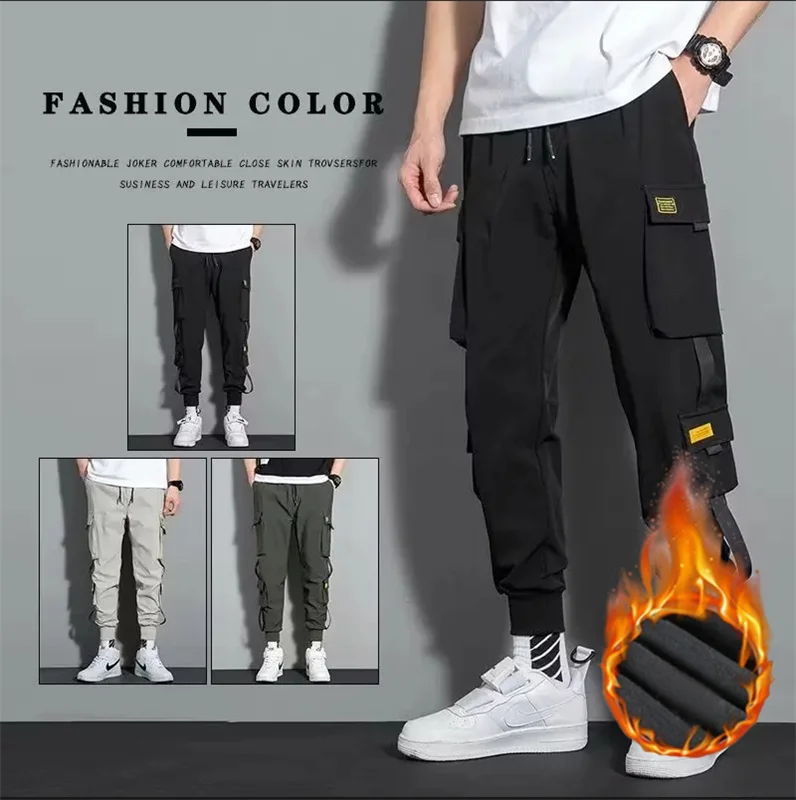 Sports pants for autumn and winter  warm lamb wool for spring and autumn  loose oversized casual pants for men with added wool