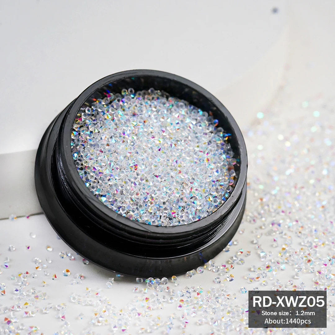 เล็บลูกปัดแก้วเพชร Pixie คริสตัล Rhinestones Glitter กดบนเล็บ Shine Micro หินชิ้นส่วน AB สี1.2Mm เล็บ