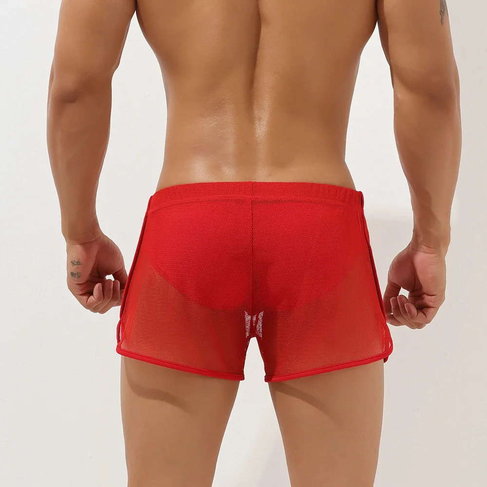Men Mesh Sexy Swimming Trunks See Through Gay Swimming Shorts Sexy Underpants Men Home Pants Summer Beachwear Bathing Slips