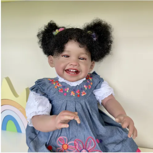 American Reborn Baby Doll 24 Inch African Dark-skinned Black Girls Mila Dolls  Real Looking Baby Dolls Birthday Gifts ﻿