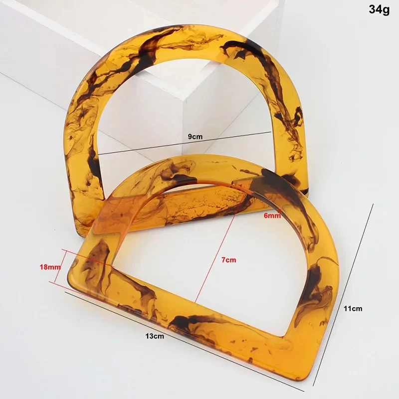 Tortoiseshell Unique Resin Handle Amber Round Handle Fashion D-shaped Handles Bags Handbags Handmade DIY Craft Bag Accessory