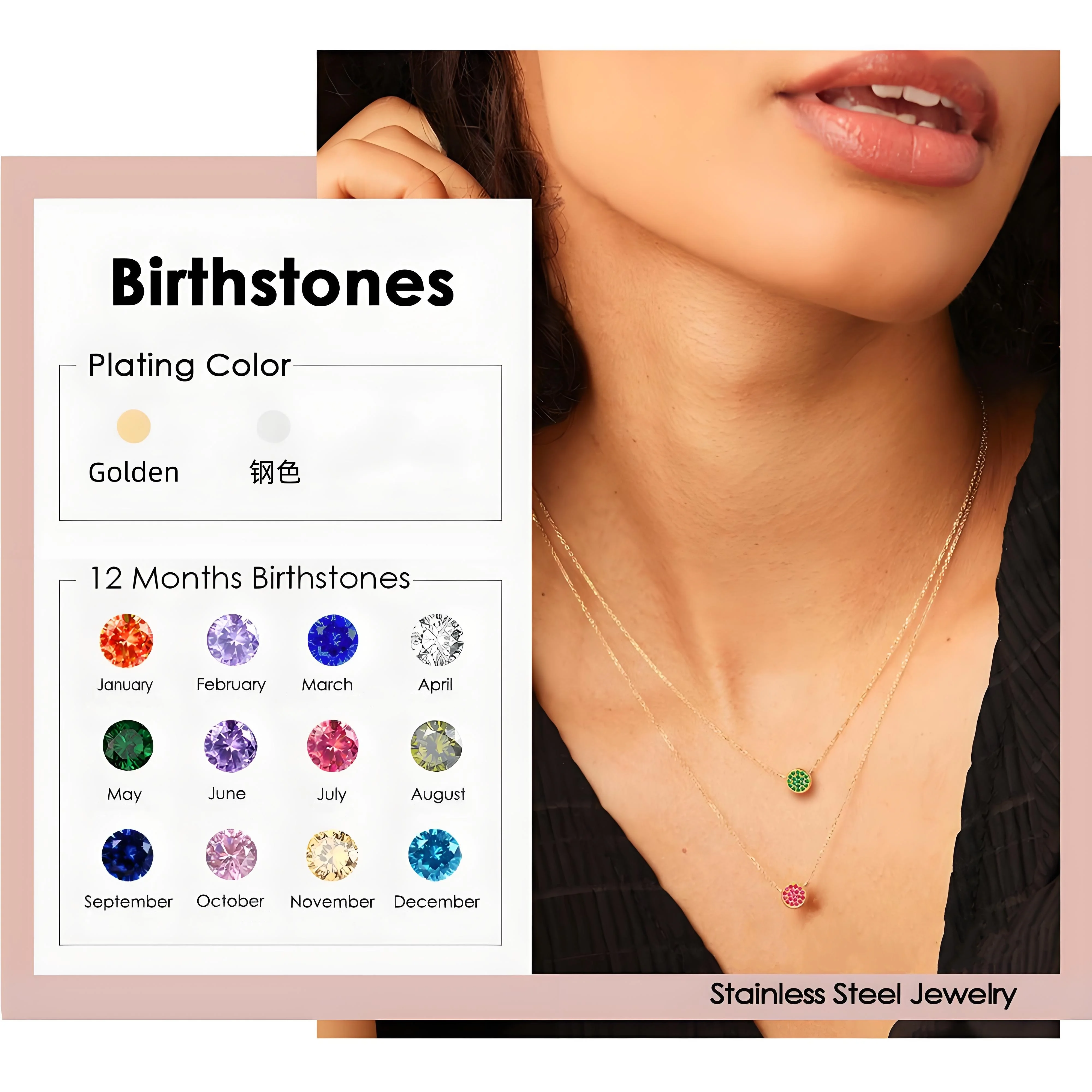 St-Delan 8MM Full Diamond Decor DIY Charm Pendant Women Round Stainless Steel Versatile Accessory Daily Wear Jewelry Birthstone