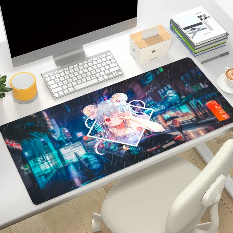 Desk Mats City Scape Playmat Anime Girl Mouse Pad Xxl Mousepad Gamer 900x400 South Korea Rain Computer and Office Deskmat Kawaii