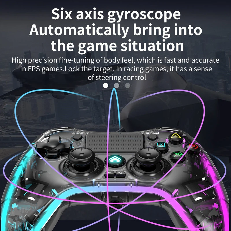 Wireless Controller P05 for PS4 with TouchPad,Six-Axis Gyro& Programmable Buttons, Transparent Controller For PS3/PC/iOS/Android