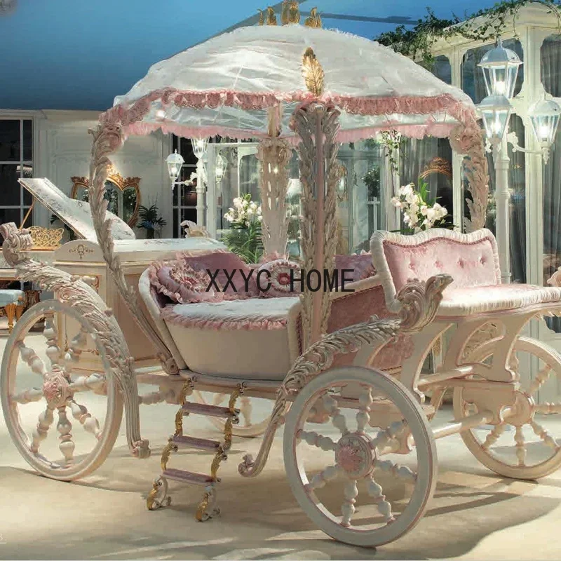 Craftsman No. 1 European solid wood princess children's bed carriage French cute girl bed customized