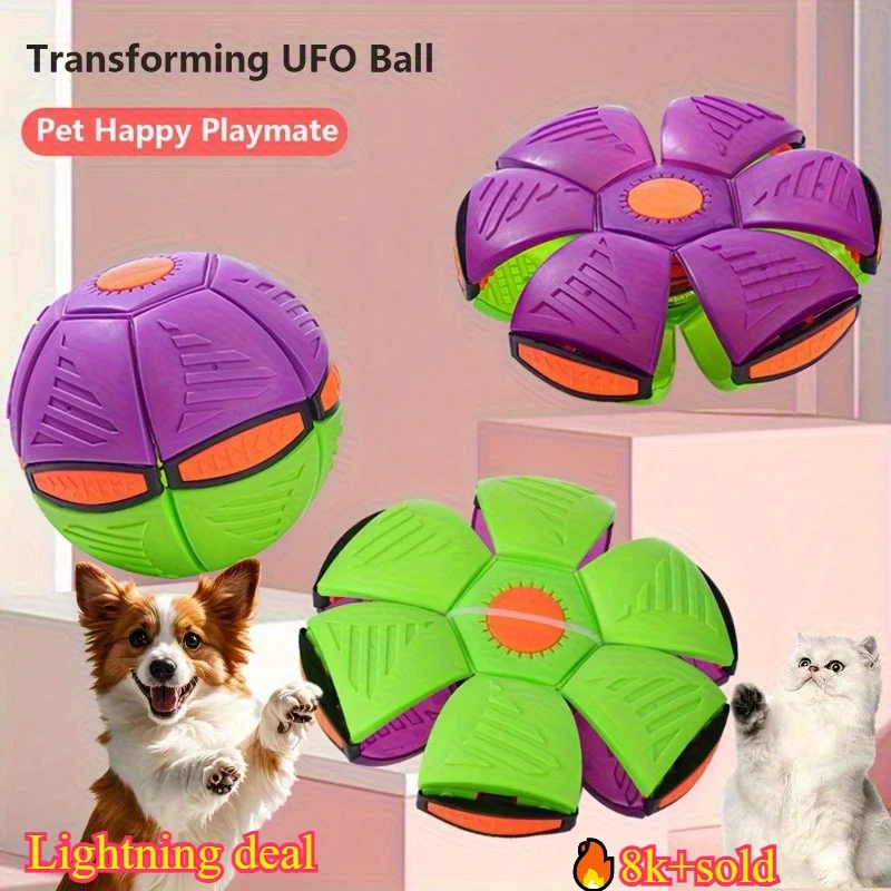 1Pc Deformable UFO Shaped Dog Toy, Durable Plastic Interactive Pet Chew Toy for Puppy Training & Behavioral Relief
