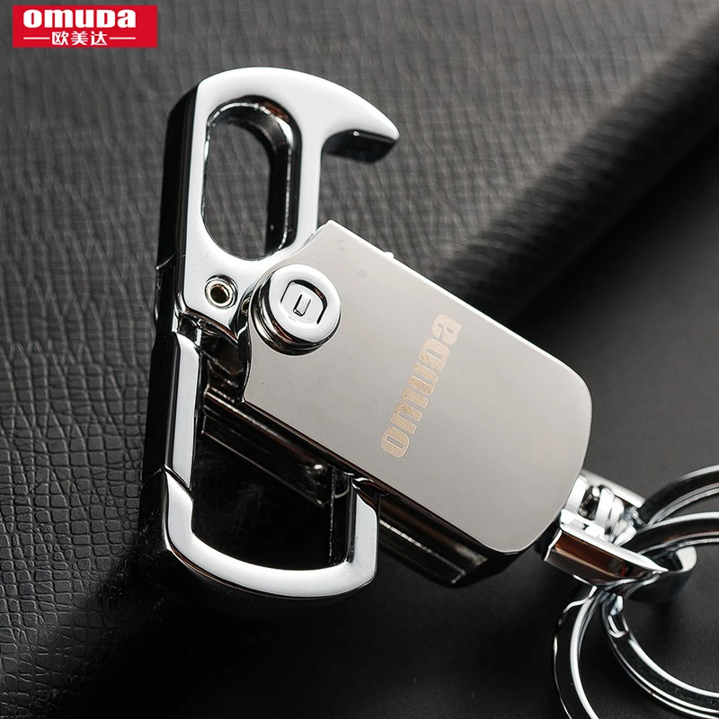 OMUDA Keychain Men\'s Waist Hanging Key Chain Stainless Steel Key Ring Rotating Double Ring Multifunctional Bottle Opener