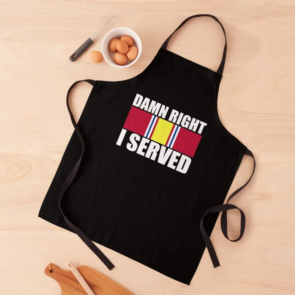 

Damn Right I Served - National Defense Service Medal Apron Hairdressing kitchen item Kitchen For Women Men gift Apron