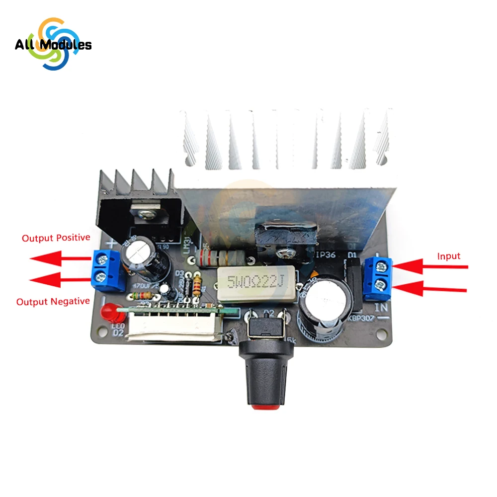 LM317 scheda regolatore di tensione regolabile Display digitale modulo di alimentazione dissipatore di calore a circuito biadesivo DC5-30V/ AC 3-21V