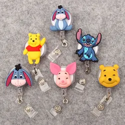 Cartoon Retrátil Badge Reel para Enfermeira e Médico, Titular do cartão, Menino e Menina Name Card, Suprimentos Hospitalares, Azul Eeyore Leitão, Material de Escritório