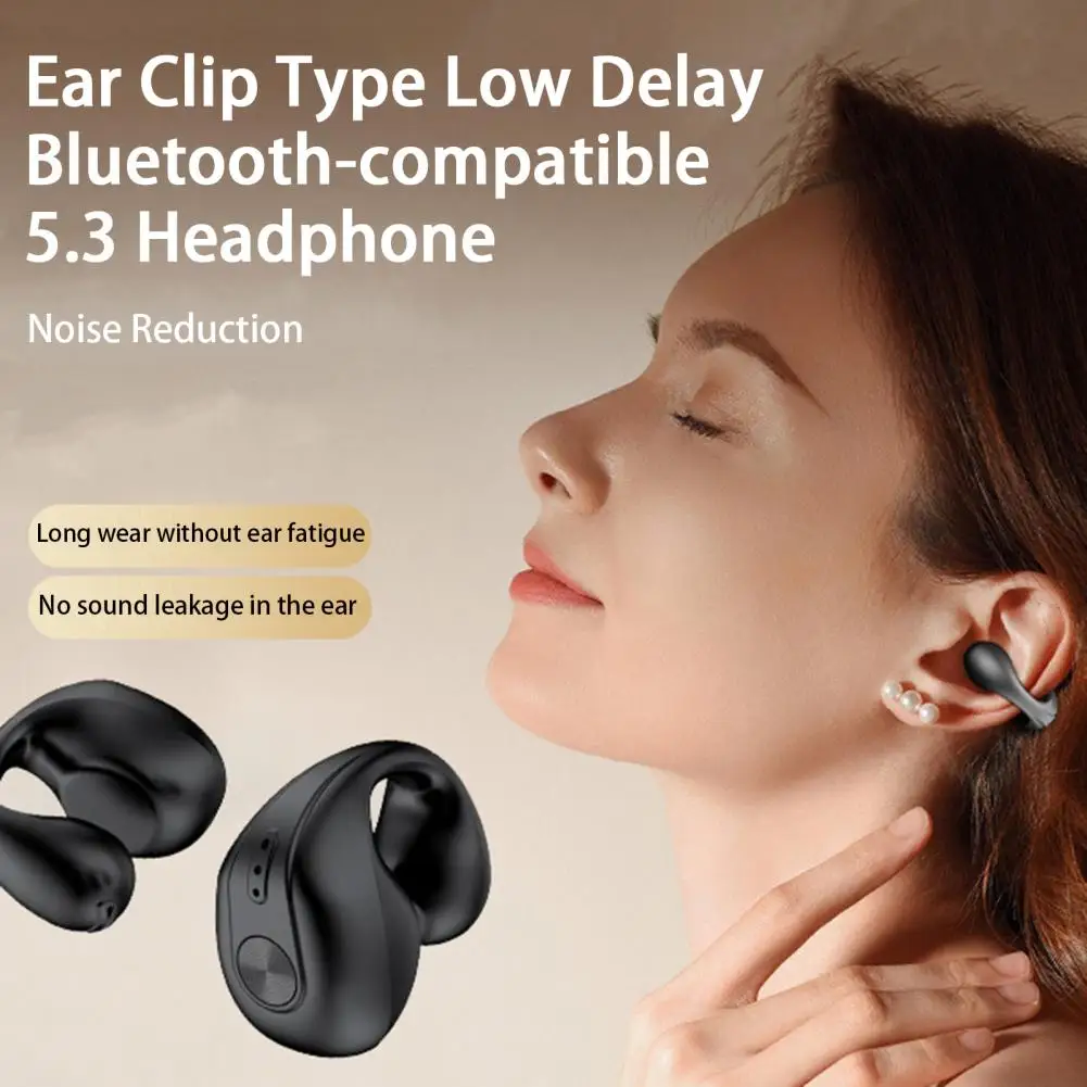 Wireless Earphone IPX7 Waterproof Rapid Connection Noise Reduction Touch Control Ear Clip Type Bone Transmission Bluetooth-compa