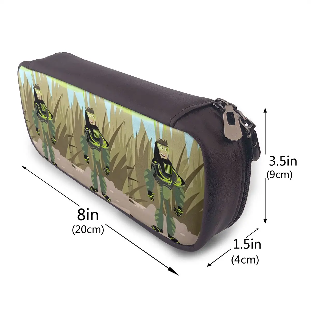 Pattern Logo Wild Kratts Leather Pencil Case for Kids Gifts Pen Box Pencil Bag Stationery Supplies