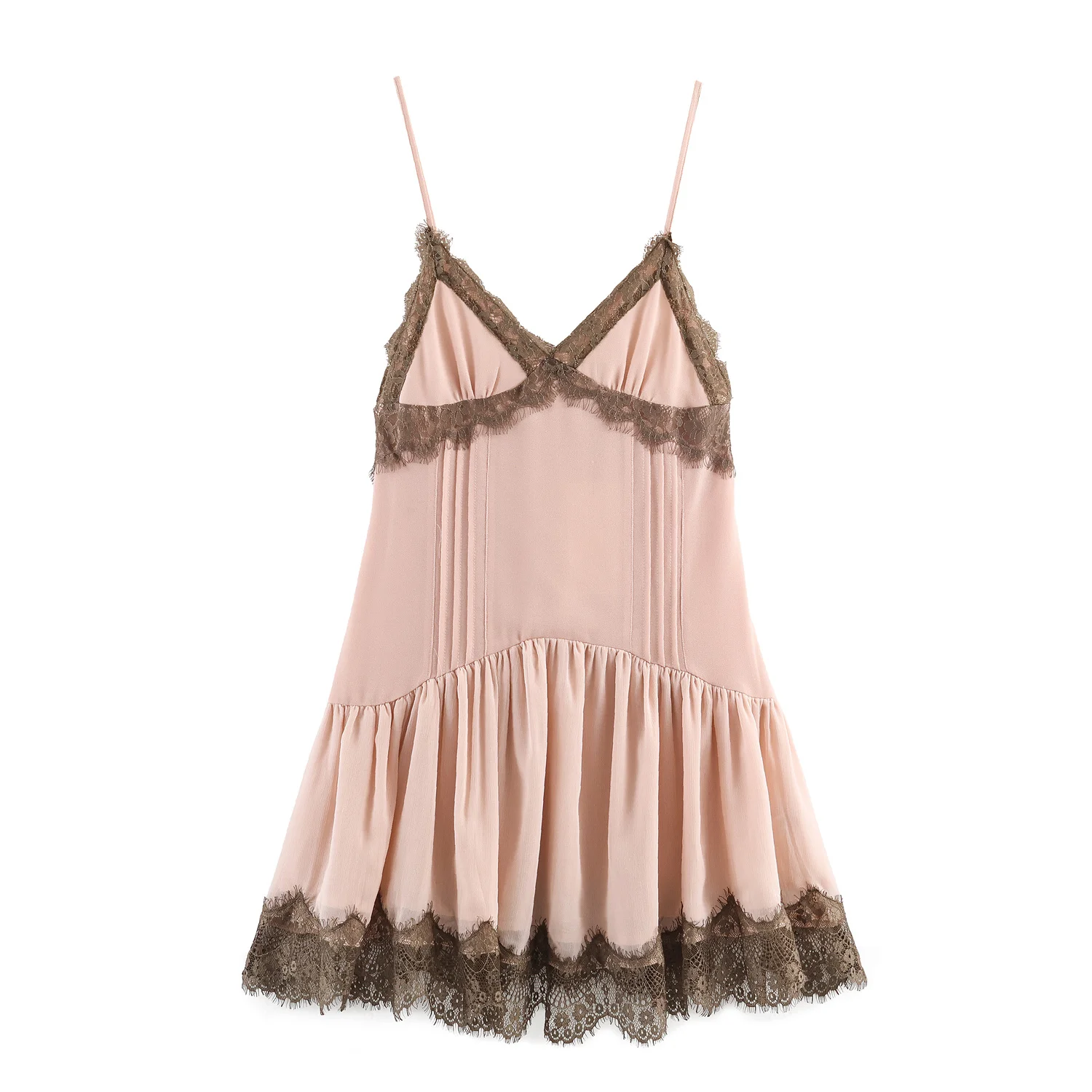 

Women's Lace Patchwork Midi Dress Summer Sexy V-neck Backless Thin Adjustable Straps Female Fashion Mini Dresses Brand Hot Sale