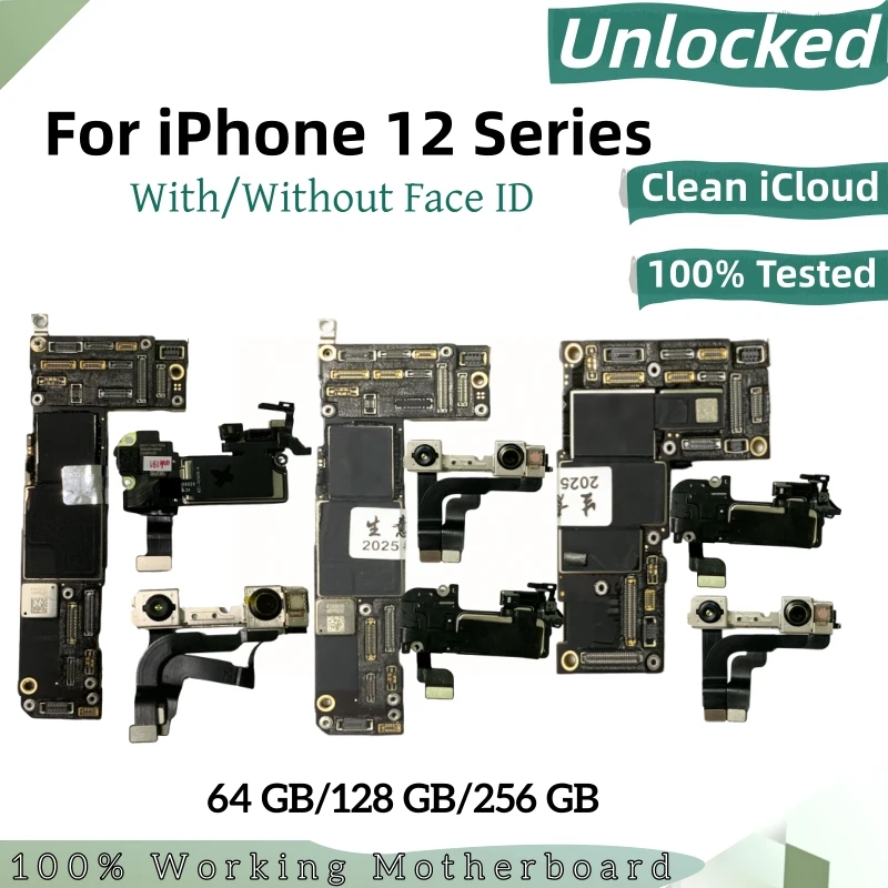 Fully Unlocked Main Board For iPhone 12 Pro Max 12Pro Motherboard Clean ICloud With/Without Face ID Support Update Logic Board