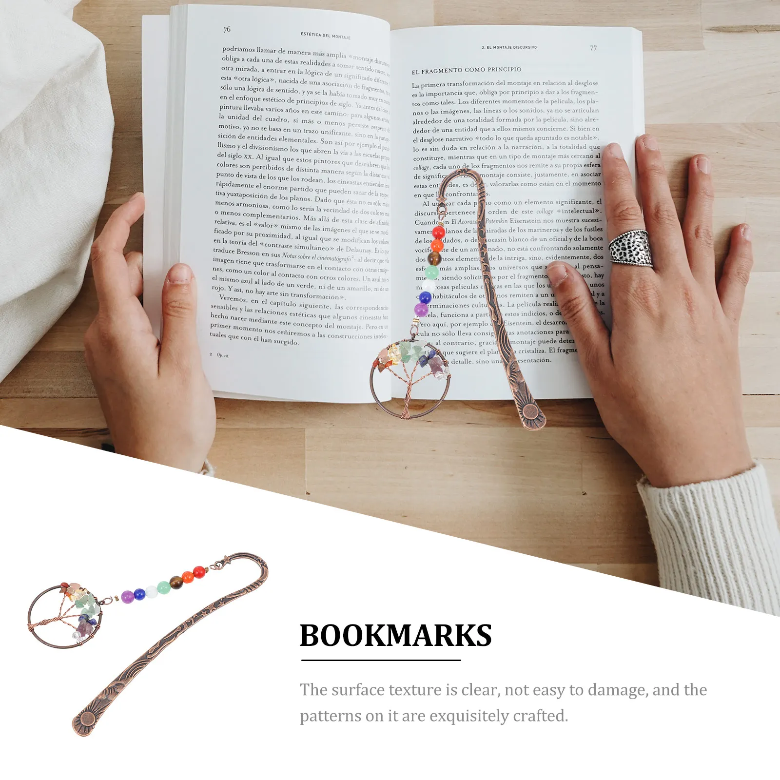 

1Pcs Crystal Life Tree Seven Chakra Bookmark Natural Gravel Decorative Bookmark Gift for Students Readers Writers