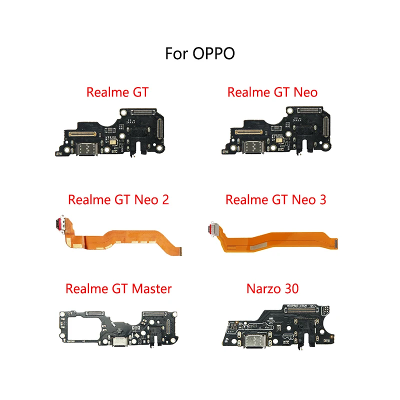 USB Charge Dock Port Socket Jack Plug Connector Flex Cable For OPPO Realme GT Neo 2 3 Master Narzo 30 Charging Board Module